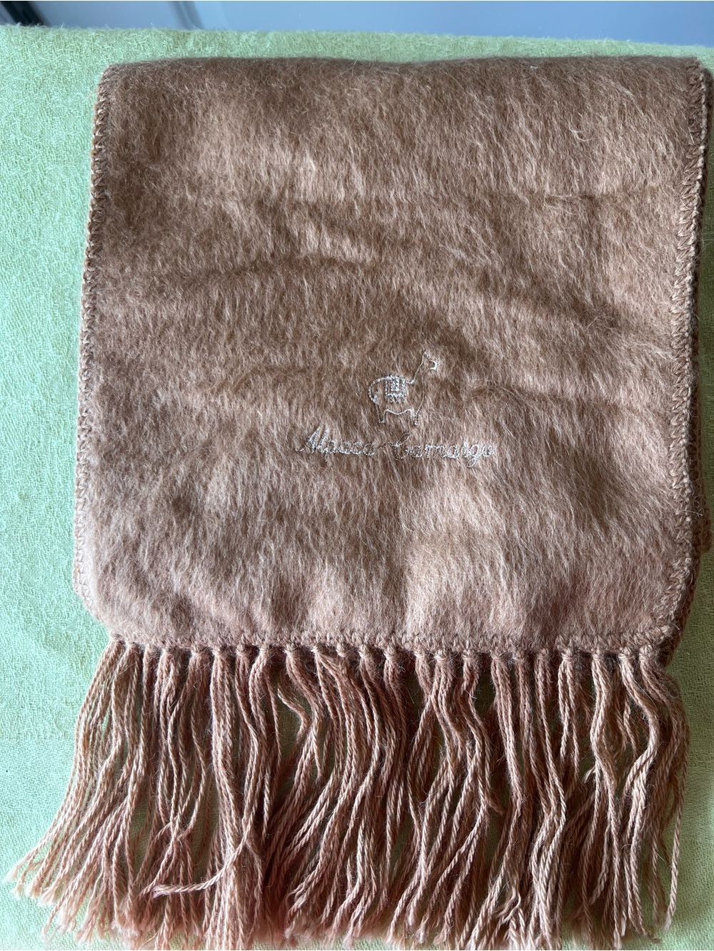 Alpaca Camargo Tan Fringe Scarf